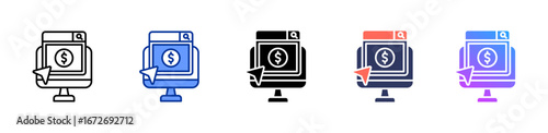 Ppc Advertising icon sheet multiple style collection