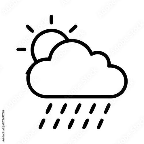 Weather icon depicting sun obscured by cloud with rain falling below
