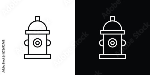 Fire hydrant icon in line art versions on white background
