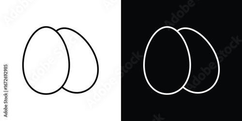 Egg icon in line art versions on white background