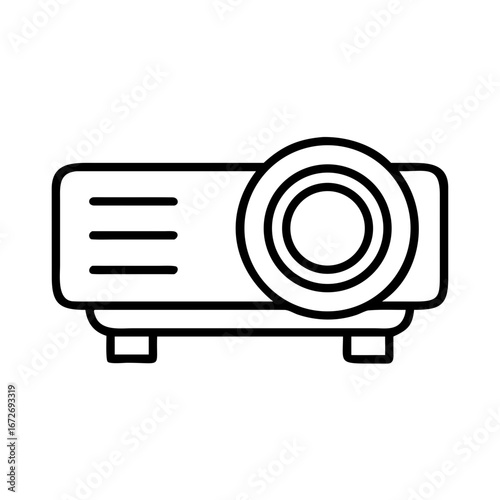 Black and White Vector Image of a Projector with Three Lines