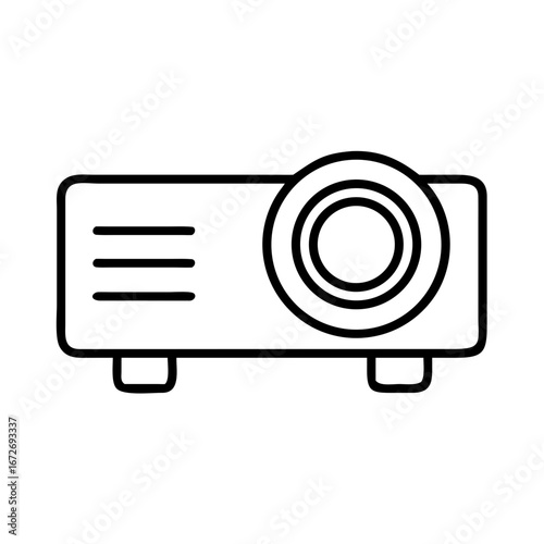 Line art illustration of a digital projector for home theater use
