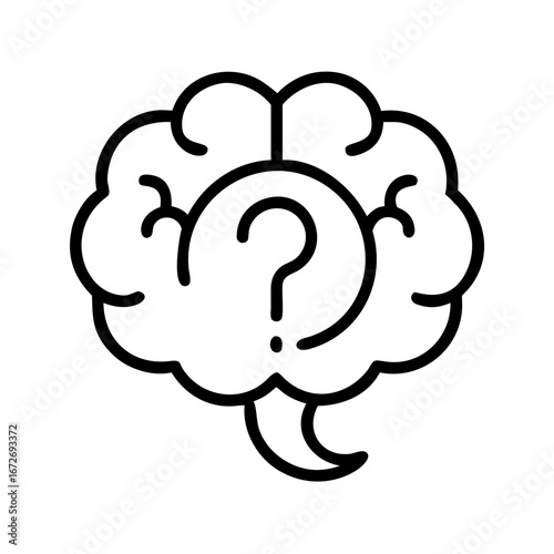 Conceptual brain graphic with a question mark representing problem solving or curiosity