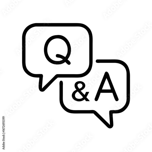 Vector illustration of Q&A speech bubbles, representing questions and answers exchange