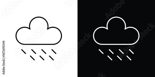 Cloud hail icon in line art versions on white background