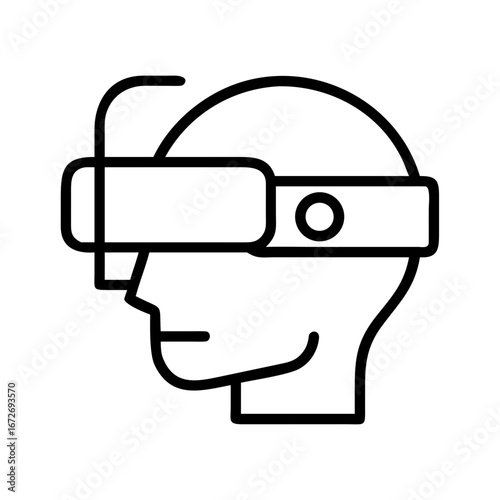 Person with virtual reality headset experiencing immersive digital environment illustration