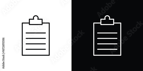 Clipboard icon in line art versions on white background