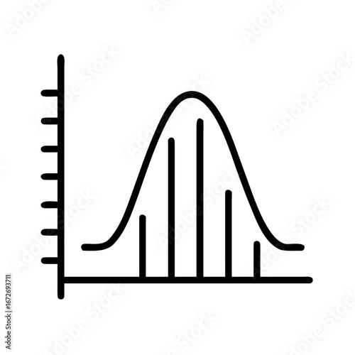 Stylized graph representing a Gaussian distribution or bell curve visualization