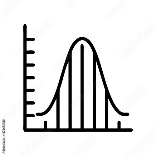 Stylized depiction of a bell curve graph representing data distribution trends