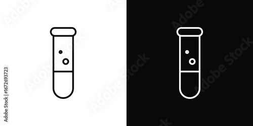 Chemical Tube icon in line art versions on white background