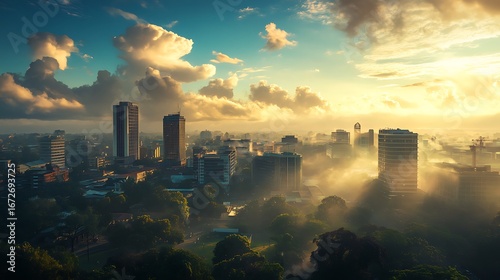 Beautiful harare zimbabwe capital skyline with tall buildings picture