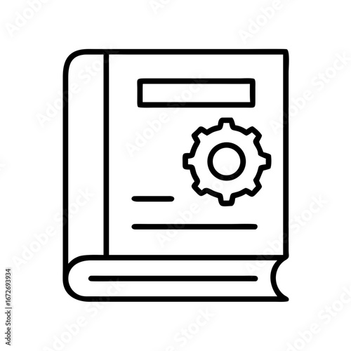 Open book showing a gear, illustrating technical manual or configuration guide