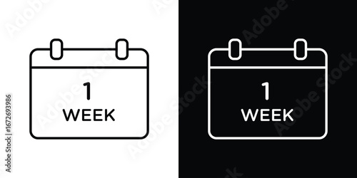 Calendar week icon in line art versions on white background