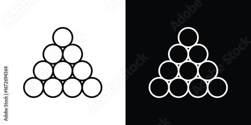 Ball pile icon in line art versions on white background