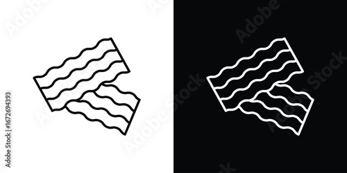 Bacon icon in line art versions on white background