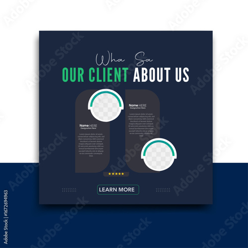 Creative and Clean client testimonial design Template.Use for business, marketing, or branding purposes. Editable and easy to customize. 