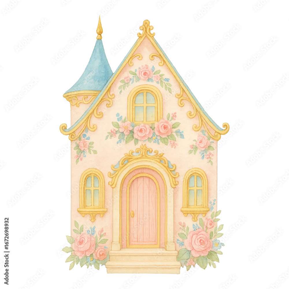 Fototapeta premium PNG Charming floral fairy tale house