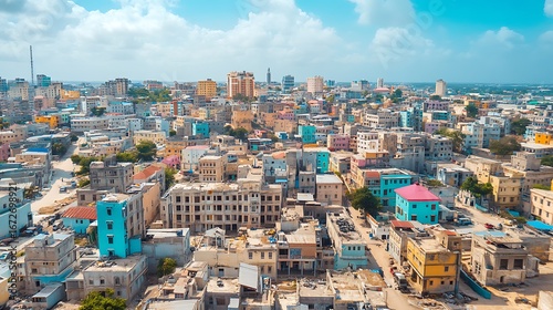 Beautiful somalia capital architecture from above high resolution picture