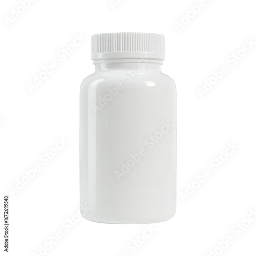 Secure your health needs in sleek, white bottle for supplements and medicines