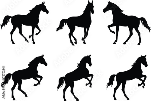 Six Horses Different Style Silhouette Set