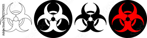 outline silhouette biological hazard or biohazard symbol set