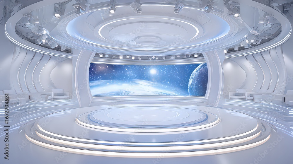 Obraz premium Futuristic White Modern Studio Interior Design