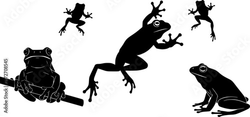 Frog silhouettes, Tree frog silhouette, Jumping frog svg, Jumping frog silhouette, Frog svg, Sitting frog silhouette, Frog clipart.