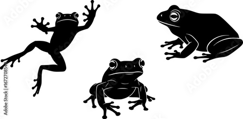Frog silhouettes, Tree frog silhouette, Jumping frog svg, Jumping frog silhouette, Frog svg, Sitting frog silhouette, Frog clipart.