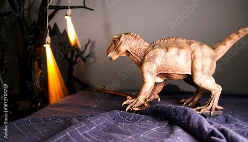 Dinosaur model on a textured surface