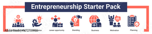 Entrepreneurship Starter Pack icon sheet banner collection