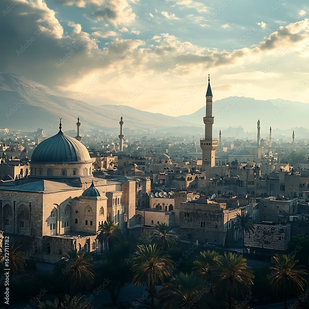 Naklejka premium Damascus syria ancient heritage architecture high resolution picture