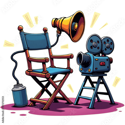 Director's Chair, Movie Camera, and Megaphone Behind-the-Scenes