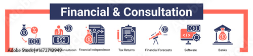 Financial & Consultation icon sheet banner collection