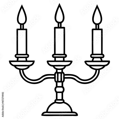 Elegant candelabra with three lit candles, classic design, perfect for decorative purposes