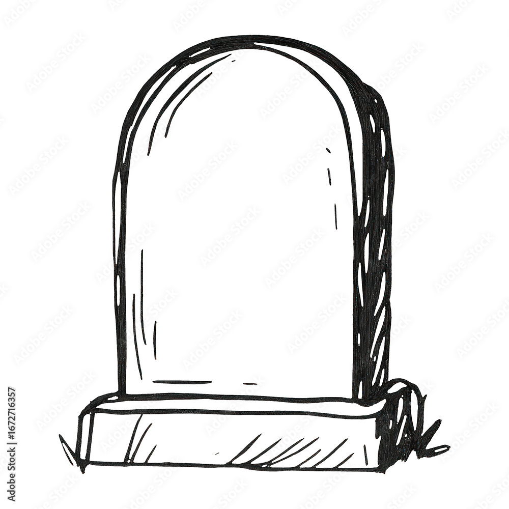 Fototapeta premium PNG Simple hand-drawn tombstone illustration.