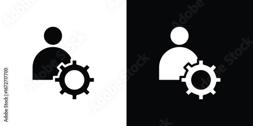 User gear icon flat stock illustrations set