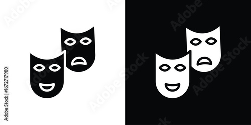 Theater masks icon flat stock illustrations set