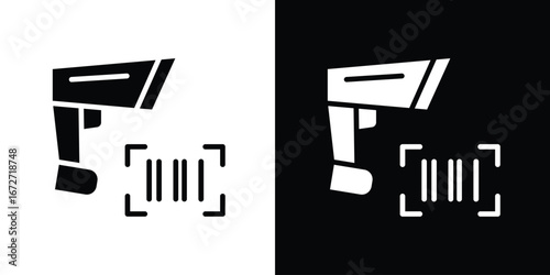 Scanner gun icon flat stock illustrations set