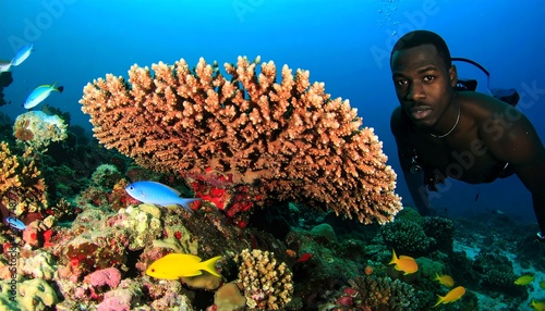 Diver exploring vibrant coral reef (1)