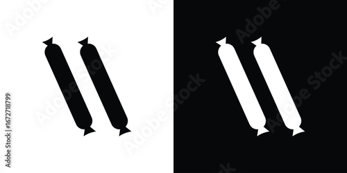 Sausage icon flat stock illustrations set