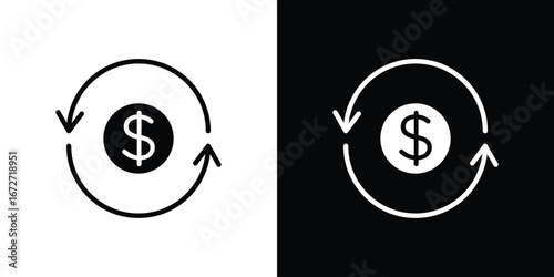 Refund icon flat stock illustrations set