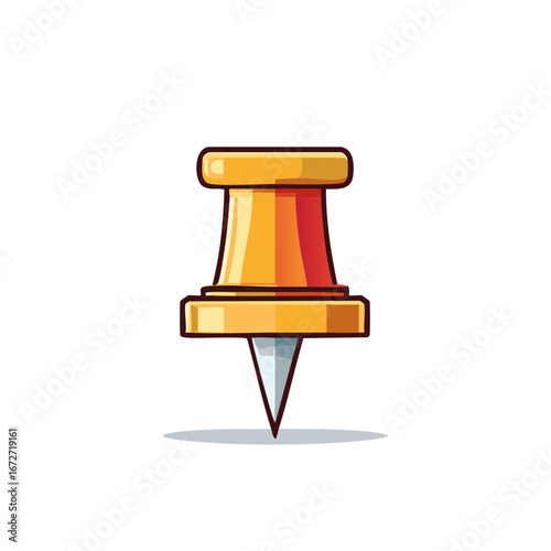 Vector Illustration of a Golden Pushpin Office Supply with Sharp Point