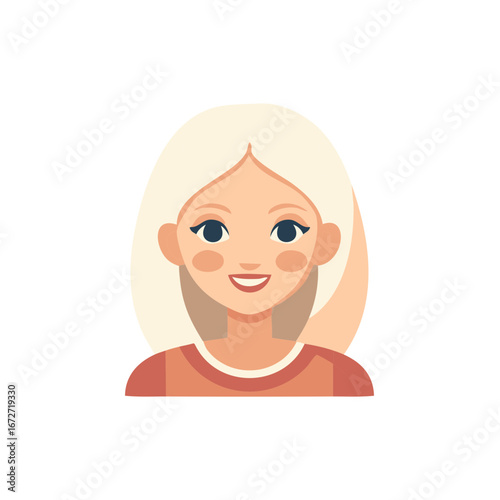 Happy smiling blonde woman avatar character portrait vector illustration