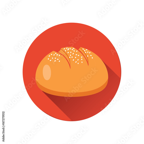 Loaf of Bread with Sesame Seeds Fresh Baked Homemade Bread Food Illustration Vector