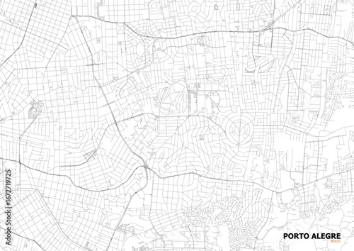 Vector city map of Porto Alegre showing detailed highways and urban layout in zoomed view with city streets and infrastructure.
