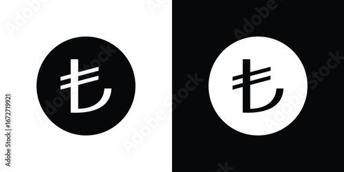 Lira sign icon flat stock illustrations set
