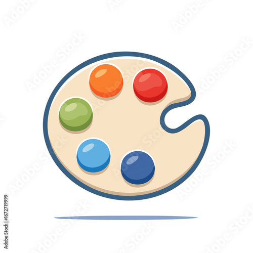Cartoon Artist's Palette with Various Paint Colors For Painting And Fine Art