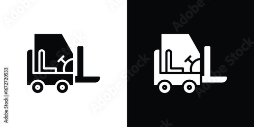Forklift icon flat stock illustrations set
