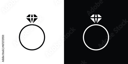 Diamond ring icon flat stock illustrations set