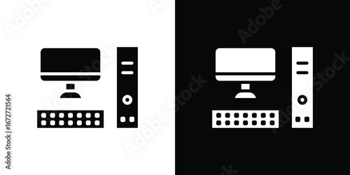 Computer icon flat stock illustrations set